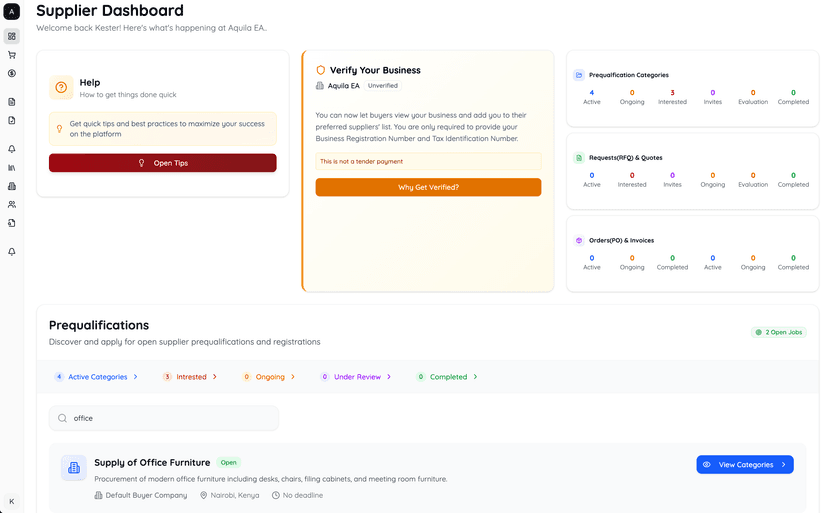 TenderAsili Dashboard